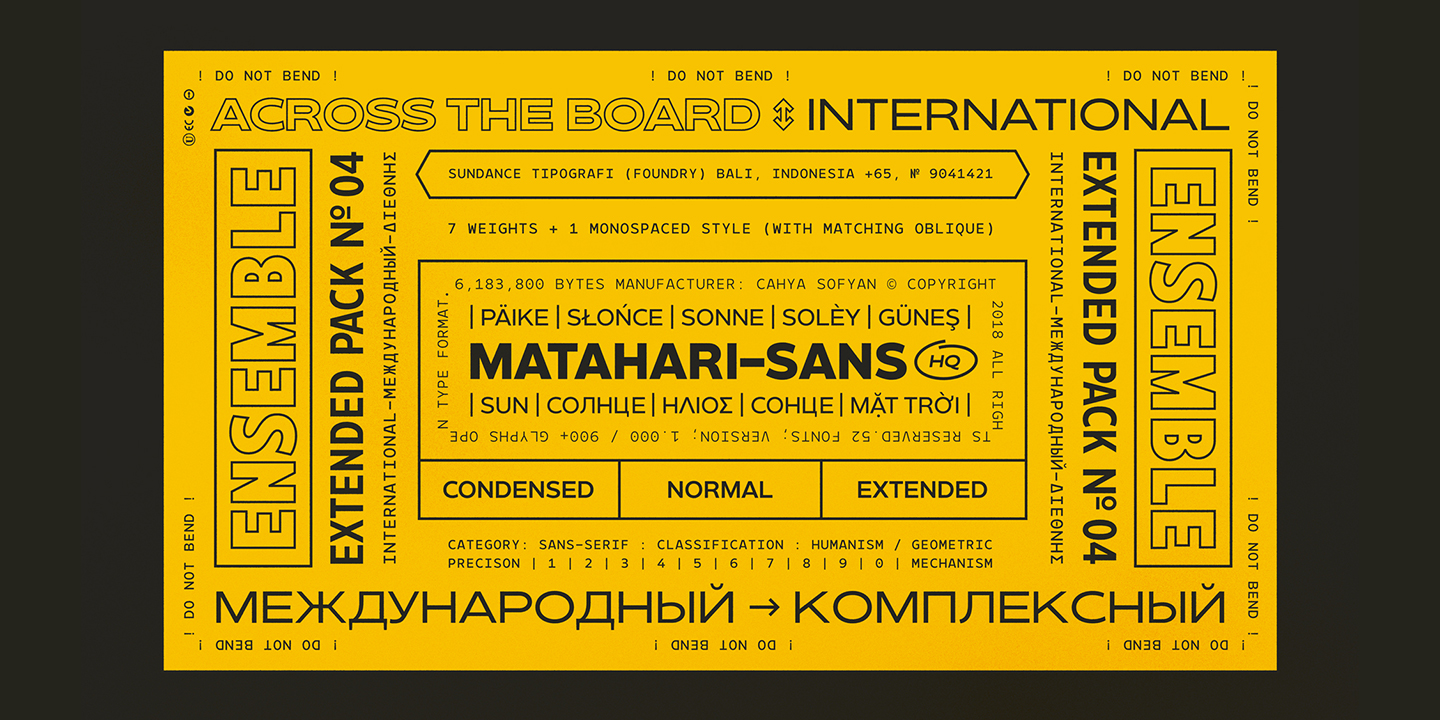Пример шрифта Matahari Sans Condensed 900 Black